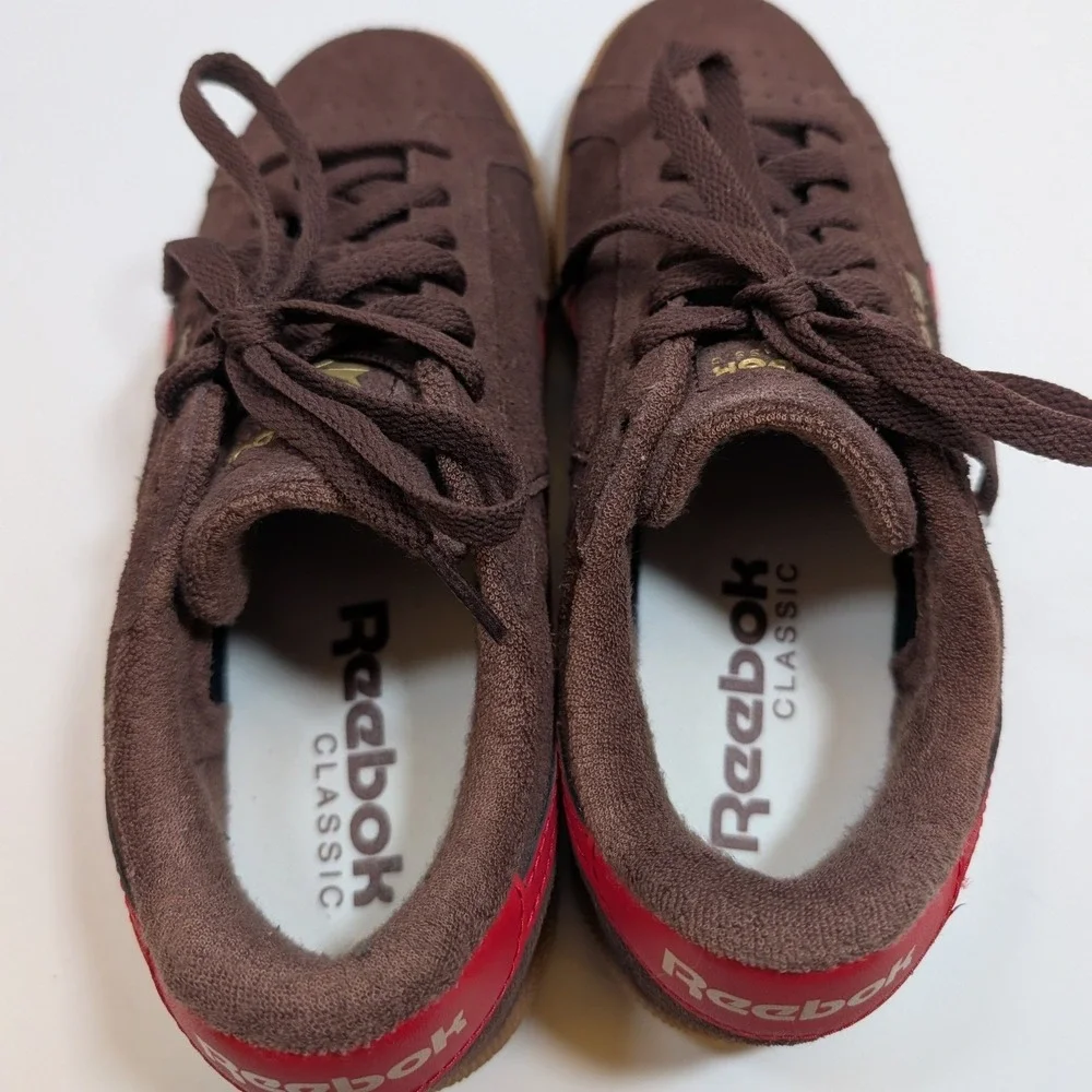 Reebok Club C 85 Brown Red Suede Gum‎ Sole Low Top Womens 6 Skater Sporty Urban